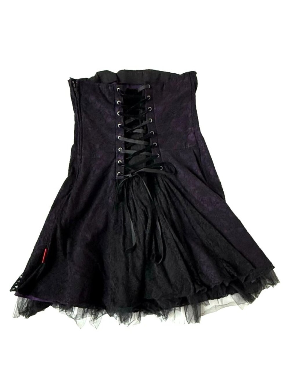 Tripp NYC Women XL Corset Tutu Mini Dress Steampunk Witchy Goth Black Purple Y2K